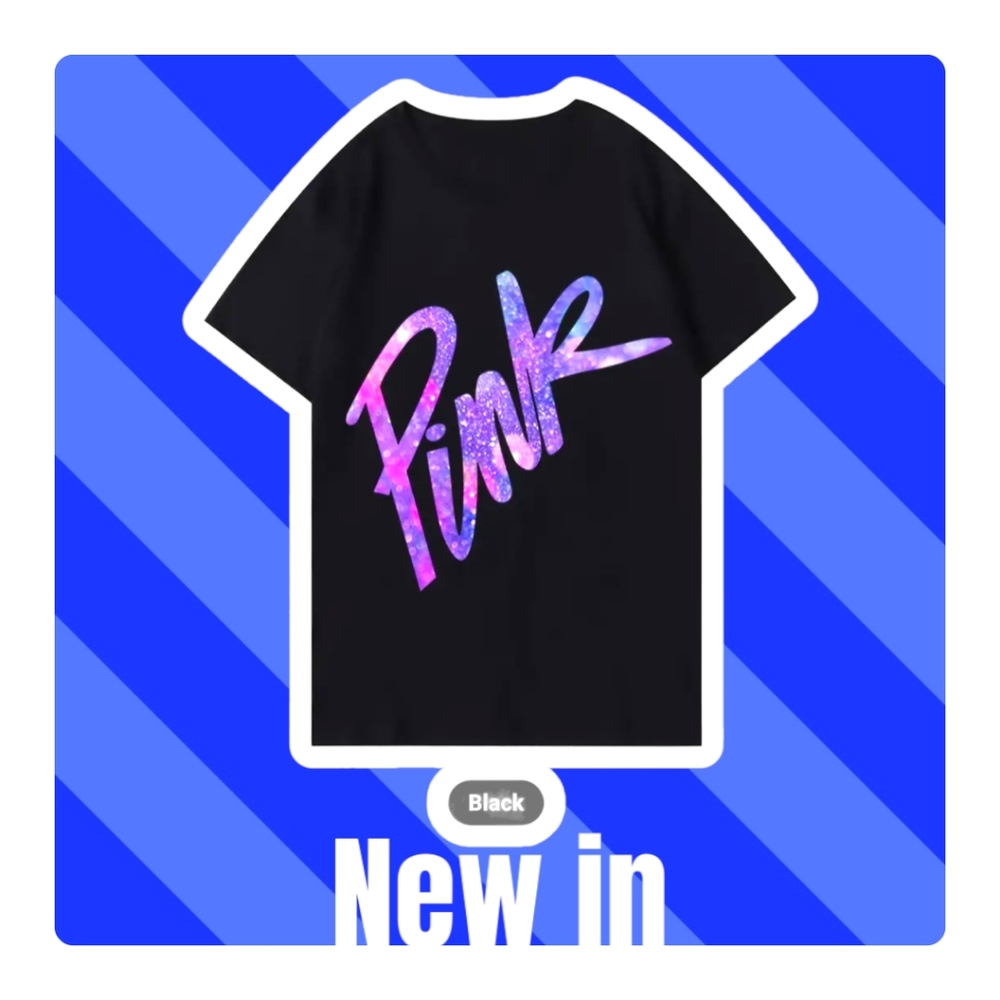 NWT !! Black T-Shirt with the Word PINK Printed on Front in Gradient Lettering💖 - Picture 6 of 16